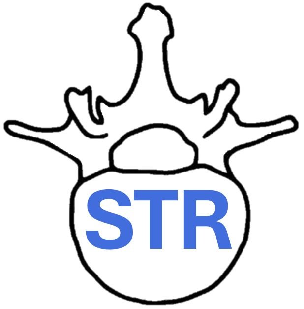 Line style lumbar vertebrae with "STR" in the body.